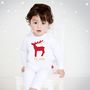 Personalised Rudolf First Christmas Romper, thumbnail 3 of 11