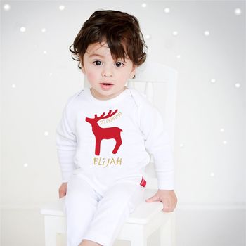Personalised Rudolf First Christmas Romper, 3 of 11