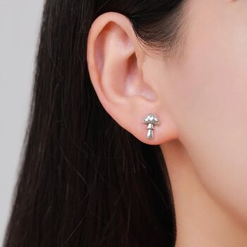 Cute Mushroom Stud Earrings In Sterling Silver, 3 of 12