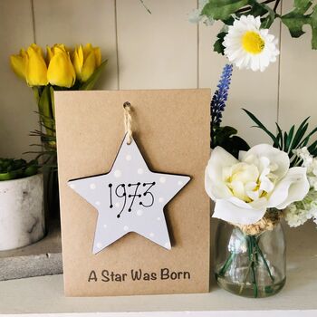 Personalised Year Of Birth Star Wooden Keepsake Card, 10 of 11