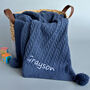 Personalised Dusty Blue Knitted Baby Blanket, thumbnail 1 of 9