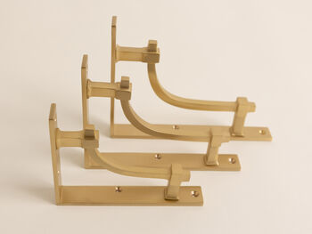 Satin Brass Industrial Style Solid Brass Shelf Brackets, 3 of 8