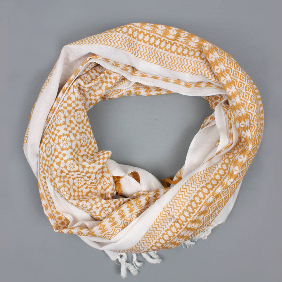 embroidered white cotton scarf by bohemia