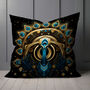 Celestial Aviary Art Deco Peacock Poly Linen Cushion, thumbnail 4 of 6