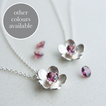Silver Birthstone Necklace And Stud Earrings Set, 4 of 8