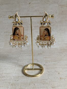 Statement Indian Queen Kundan And Pearl Earrings, 2 of 5