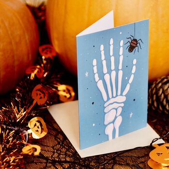 Skeleton Hand Halloween Greetings Card, 2 of 4