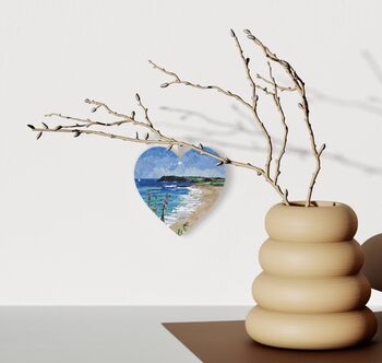 Gylly Beach Wooden Hanging Heart, Collage Art Of Cornwall, 2 of 2