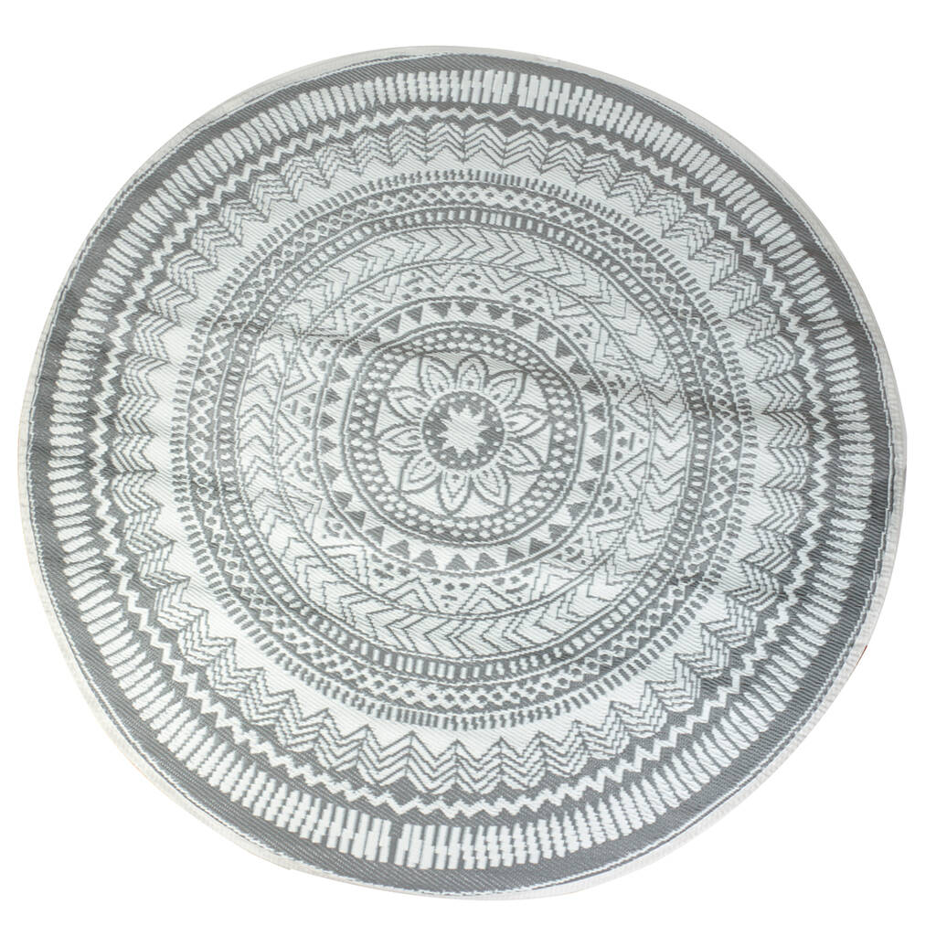 Grey Mandala Outdoor Garden Rug By Dibor
