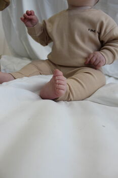 Oatmeal Rib Organic Cotton Baby Leggings, 6 of 6
