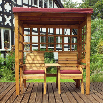 Henley Garden Two Seat Arbour Arch Seat With Side Table, 9 of 10