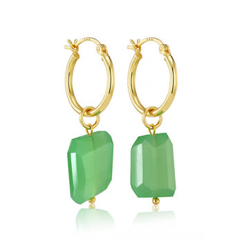 Chrysoprase Gemstone Nugget Hoop Earrings Gold Vermeil, 2 of 3