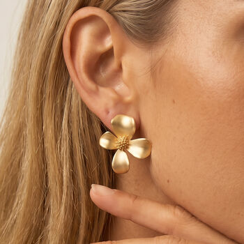 Gold Or Silver Large Flower Earrings, 2 of 6