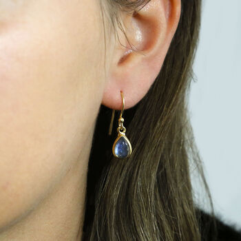 Gold Plated Labradorite Teardrop Earrings, 2 of 5