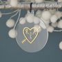Personalised Couples Heart Christmas Bauble Decoration, thumbnail 1 of 11