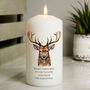 Personalised Watercolour Stag Pillar Candle, thumbnail 1 of 3