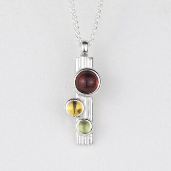 Sterling Silver Garnet, Peridot And Citrine Gemstone Autumn Pendant Necklace, 3 of 5