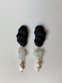 Abstract Scallop Shell Dangle Drop Statement Earrings, 9 of 11