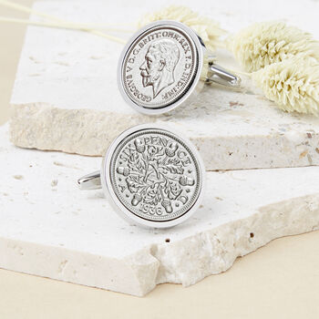 Sixpence 1936 90th Birthday Cufflinks, 2 of 11