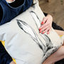 Hare Cushion 'The Runners Number One', thumbnail 1 of 5