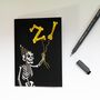 21st Balloon Skeleton Gothic Birthday Card, thumbnail 2 of 6