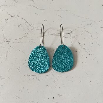 Turquoise Leather Earrings Two Layers Six Styles, 8 of 9