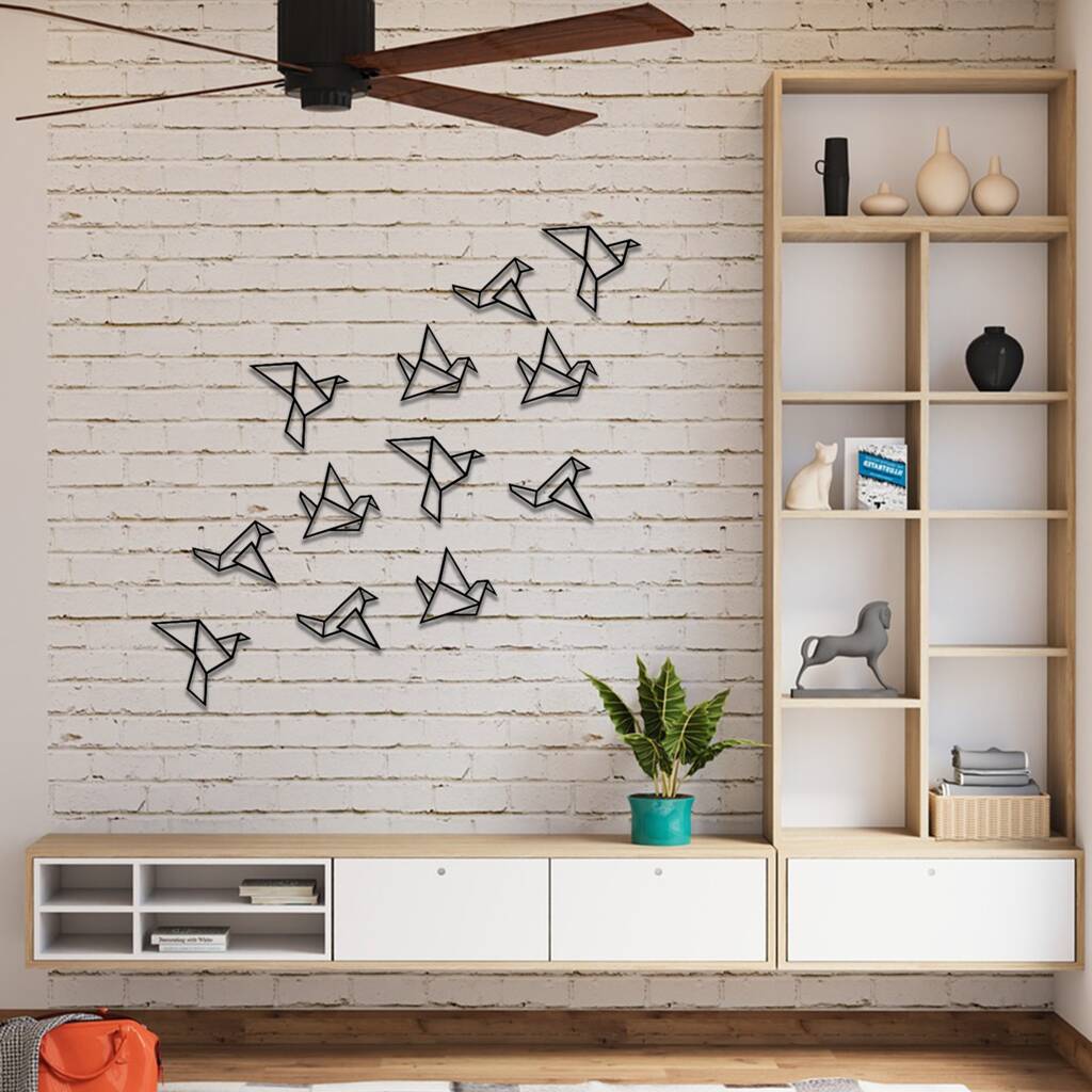 083 Flock Of Birds Origami Design Acrylic Wall Art, 1 of 9