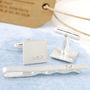Personalised Infinity Cufflinks And Tie Slide Gift Set, thumbnail 8 of 9