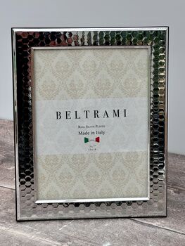 Beltrami Silver Plated Hexagonal Patterned Photo Frame, 2 of 3