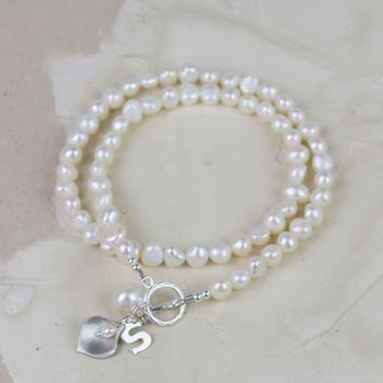 Freshwater Pearl Initial Lily Necklace, 6 of 8
