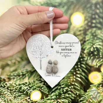 Personalised Daughter Pebble Heart Bauble Decoration, 4 of 5