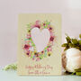 Personalised Wooden Mothers Day Card With Pink Flowers, thumbnail 1 of 3