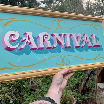 'Carnival' Gold Leaf Typography Wall Art Sign, 2 of 8