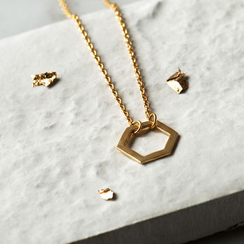 Hexagon Geometric Necklaces Silver Gold And Rose Gold, 3 of 11