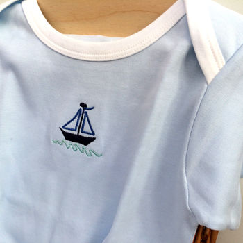 Baby Vest With Embroidered Boat, 2 of 3