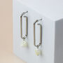 Silver Long Drop Earrings With Pearls, thumbnail 3 of 4