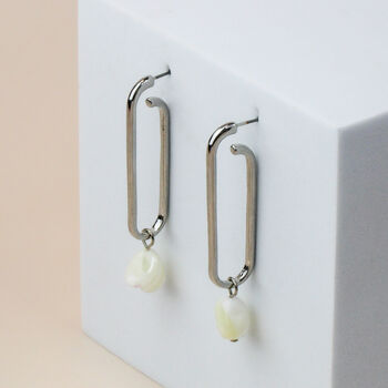 Silver Long Drop Earrings With Pearls, 3 of 4