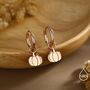 Cute Pumpkin Huggie Hoops Earrings In Sterling Silver, thumbnail 6 of 11