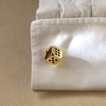 Gold Dice Cufflinks Gift For Men 316 L Stainless Steel Casino Accessory, 4 of 4