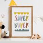 Nursery Print Set Of Three Super, Happy And Loved, thumbnail 4 of 5