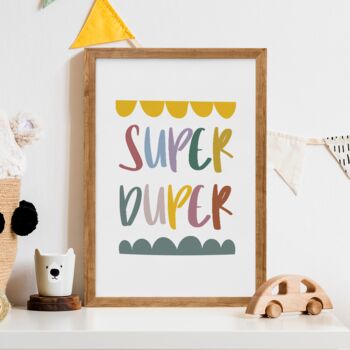 Nursery Print Set Of Three Super, Happy And Loved, 4 of 5