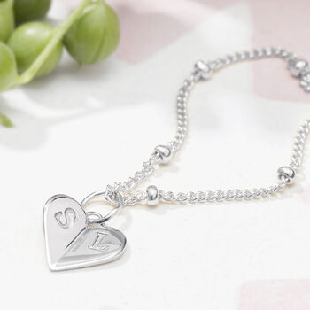 Personalised Heart Charm Bracelet In Silver, 2 of 5