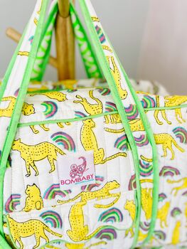 Handmade Neon Rainbow Leopard Quilted Weekend Bag, 2 of 8