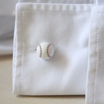 Baseball And Glove Cufflinks | 316 L Stainless Steel Sports Gift For Men, 3 of 7