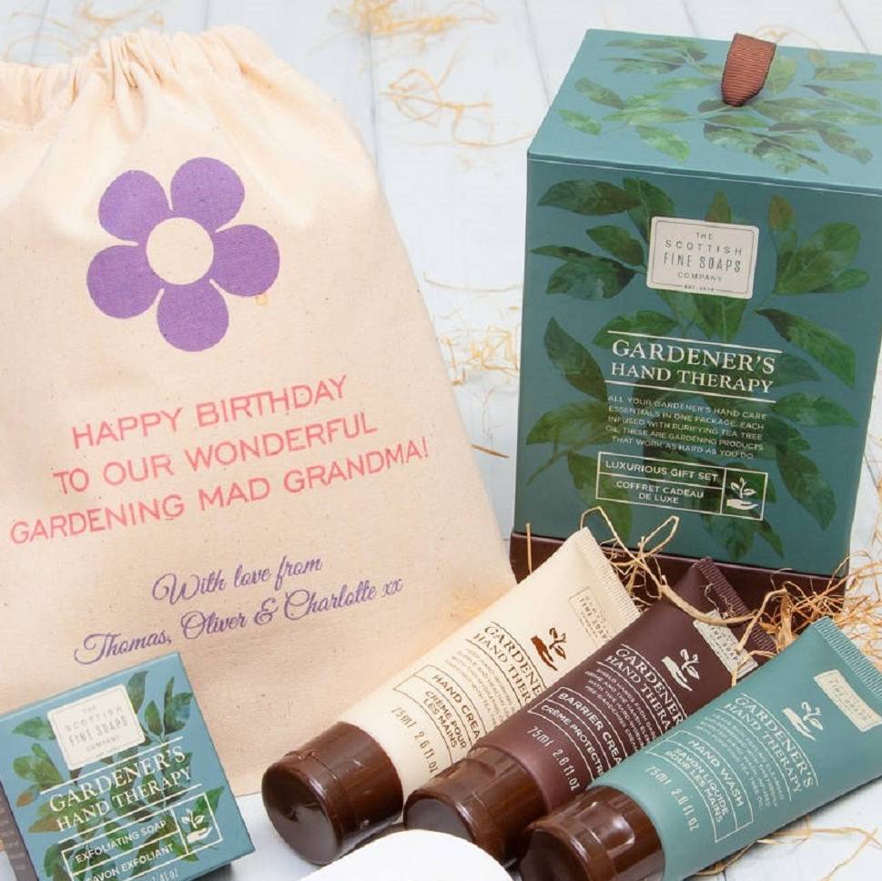 Gardeners Hand Cream Gift Set In Personalised Bag By British and