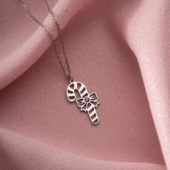 'Sweet Christmas' Candy Cane Birthstone Necklace, 10 of 11