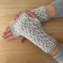 Ladies Knitted Fingerless Mittens With Line Pattern, thumbnail 2 of 7