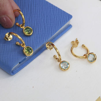 18ct Gold Vermeil Plated Birthstone Hoop Earrings, 8 of 12