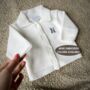 Luxury White Knitted Baby Cardigan, thumbnail 1 of 7