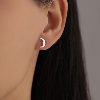 Mismatched Sun And Moon 16 G Flat Back Earrings In Sterling Silver, 2 of 12